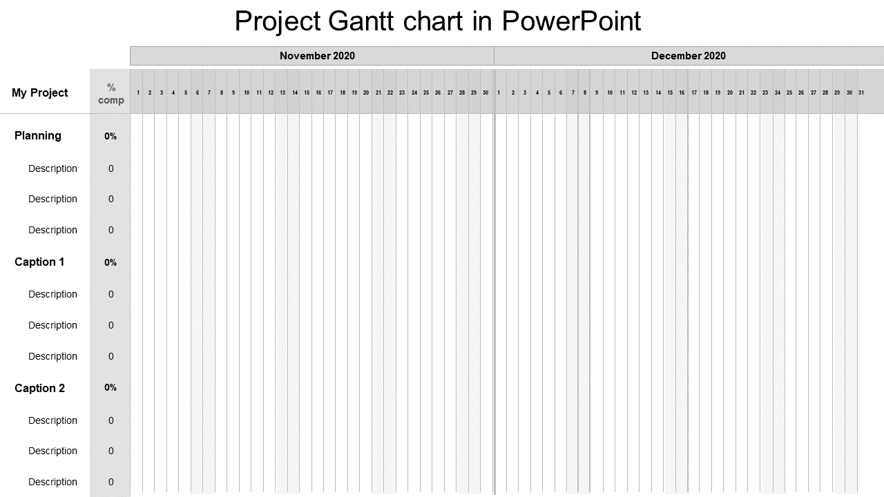 Project Gantt chart in PowerPoint 